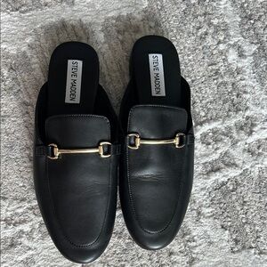 Steve Madden Black Loafers with Gold Accent